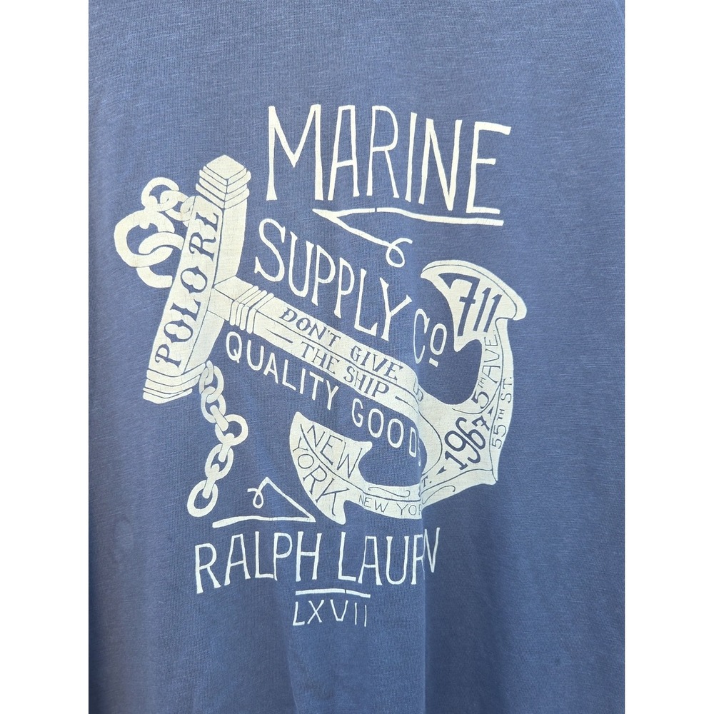 Polo Ralph Lauren Anchor Marine Hamptons Yatch Nautical Tshirt Large Tall Blue - Picture 2 of 4